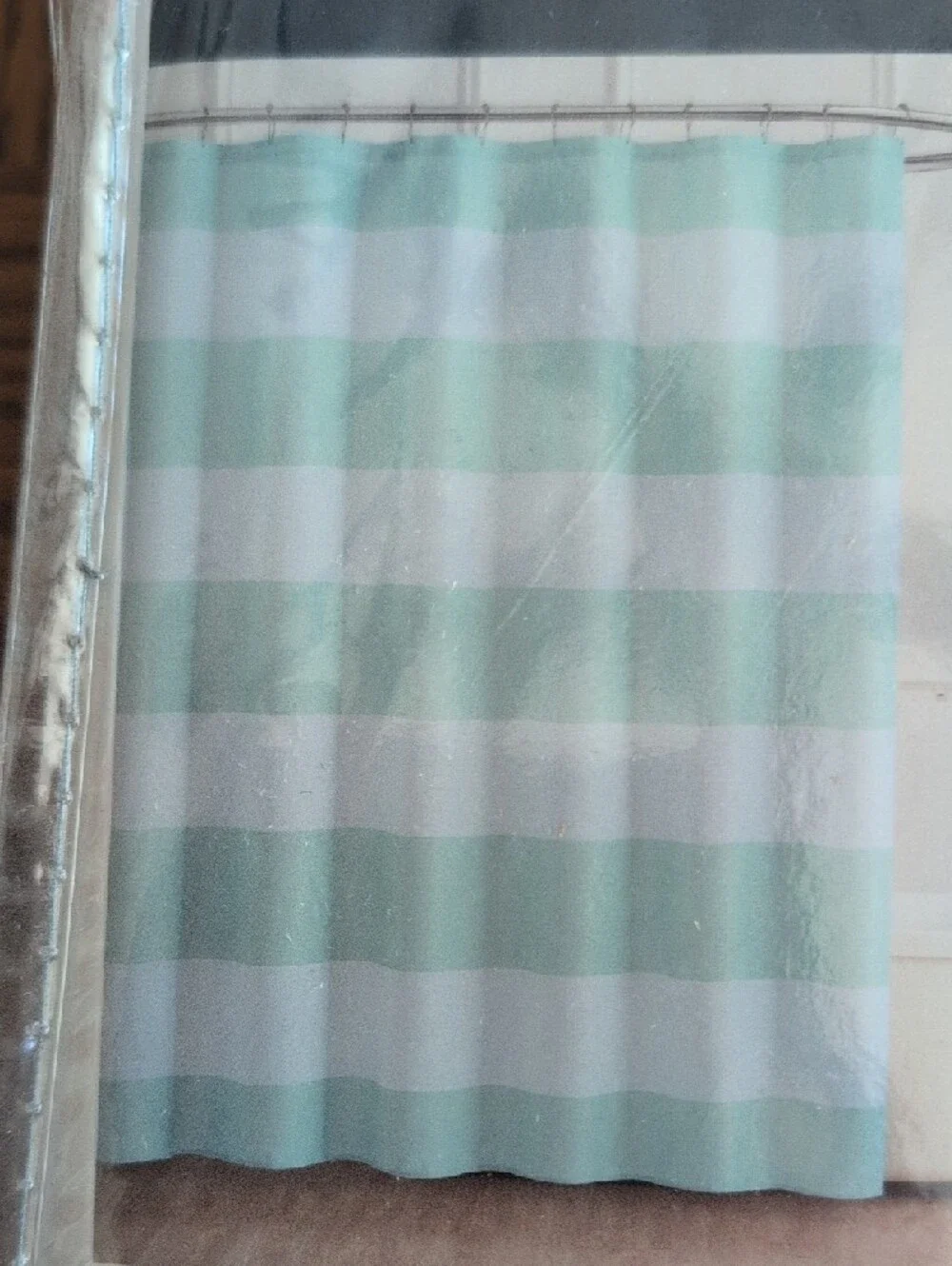 Style & Co. Light Blue and White Waffle Weave Shower Curtain